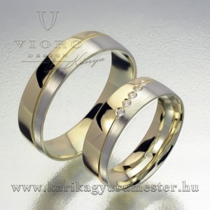 Ötköves sárga-fehérarany karikagyűrű pár 605/SF Ötköves sárga-fehérarany karikagyűrű pár 605/SF